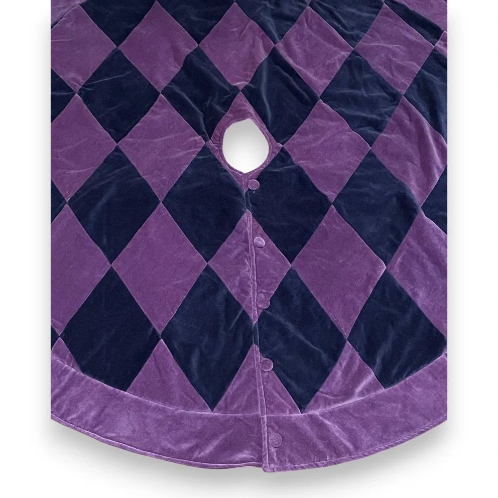 Pottery Barn Design Studio Christmas Tree Skirt Purple Blue Velvet Diamond